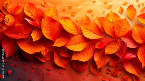 Autumn illustration of leaves over sand