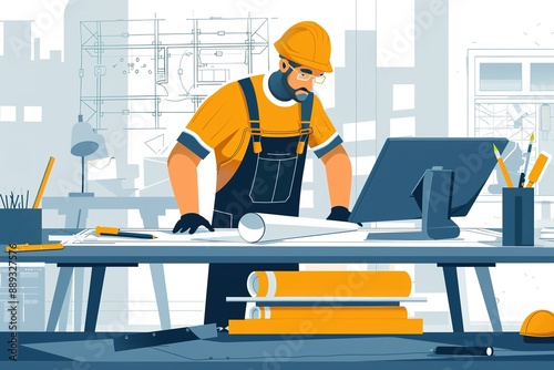 Architect Working on Blueprint