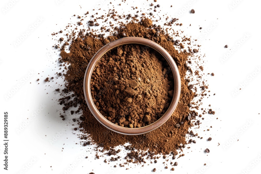 A bowl filled with rich brown cocoa powder sitting on a clean white surface A bowl filled with rich brown cocoa powder sitting on a clean white surface