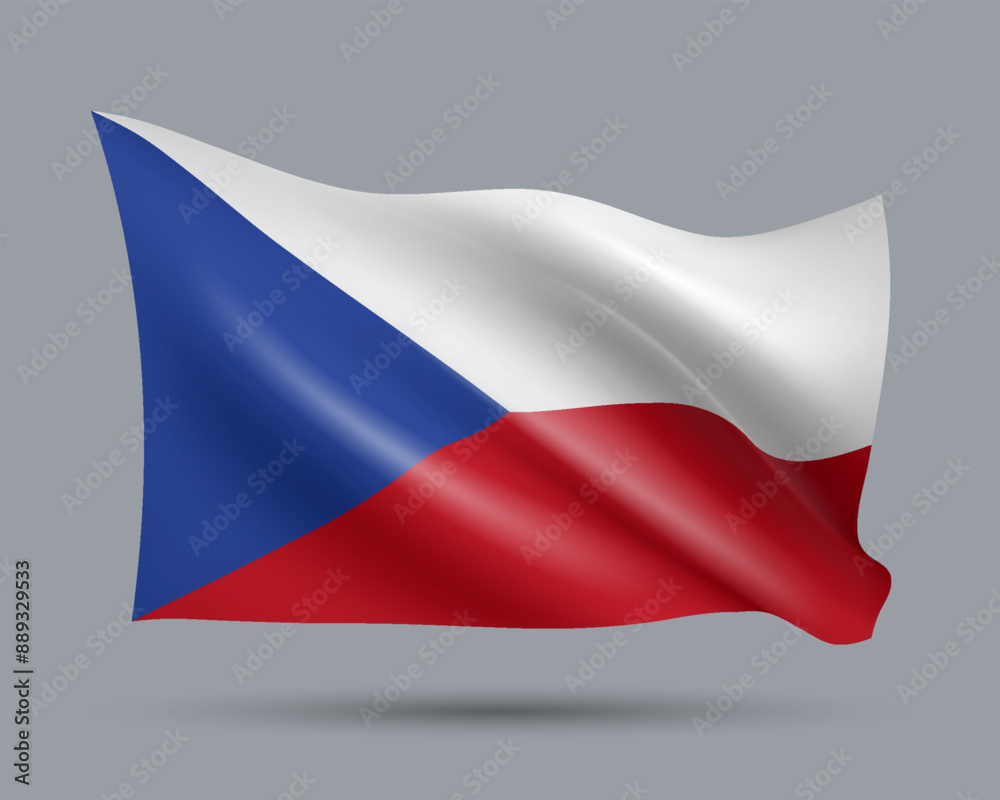 Vector illustration of 3D-style flag of Czech Republic isolated on light background. Created using gradient meshes, EPS 10 vector design element from world collection Vector illustration of 3D-style flag of Czech Republic isolated on light background. Created using gradient meshes, EPS 10 vector design element from world collection