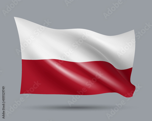 Free Download Vector illustration of 3D-style flag of Poland isolated on light background. Created using gradient meshes, EPS 10 vector design element from world collection - GFXLoad