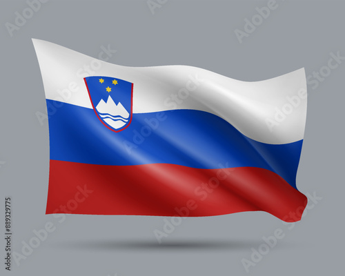 Free Download Vector illustration of 3D-style flag of Slovenia isolated on light background. Created using gradient meshes, EPS 10 vector design element from world collection - GFXLoad
