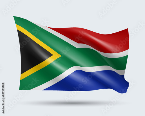 Free Download Vector illustration of 3D-style flag of South Africa isolated on light background. Created using gradient meshes, EPS 10 vector design element from world collection - GFXLoad