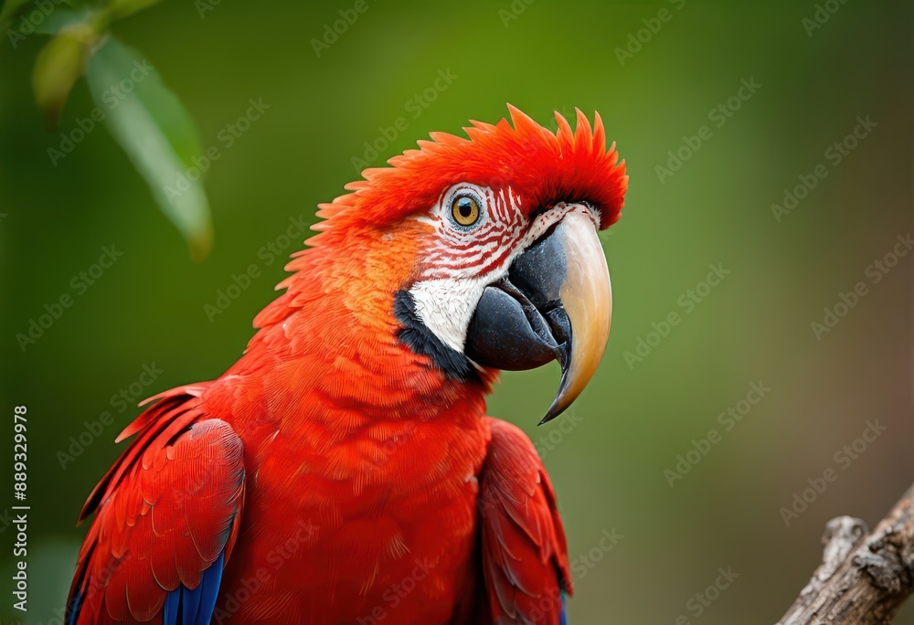 Vibrant Red Parrot with Yellow Beak and Eyes Vibrant Red Parrot with Yellow Beak and Eyes