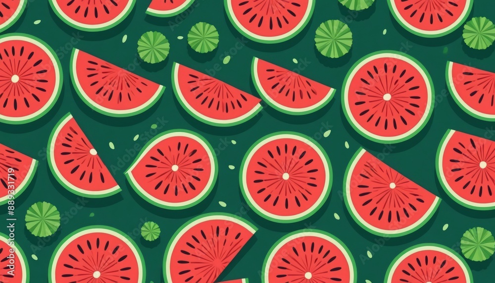 watermelon vector seamless pattern. AI