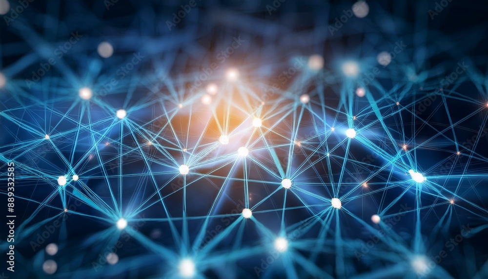 Fototapeta premium Futuristic global network with glowing nodes and connections, representing advanced technology