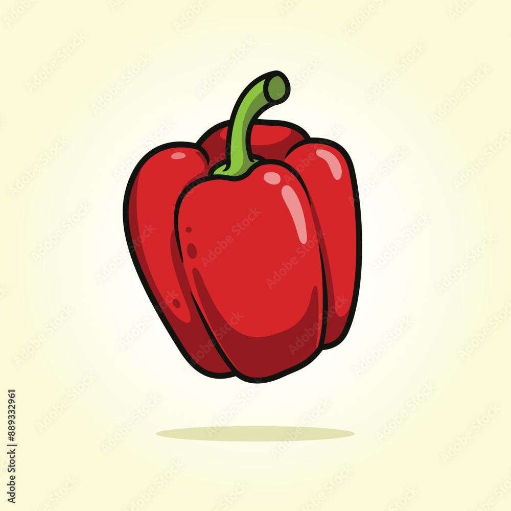 Red bell pepper, red sweet pepper, paprika vector illustration Red bell pepper, red sweet pepper, paprika vector illustration