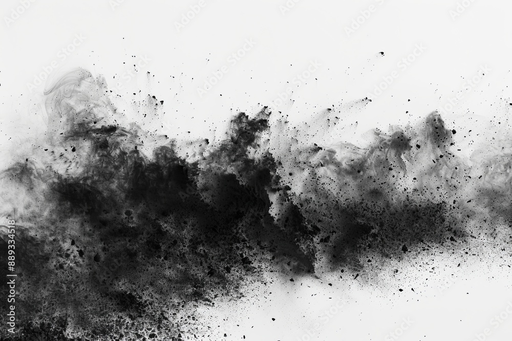 Black smoke and chalk dust on white background Black smoke and chalk dust on white background