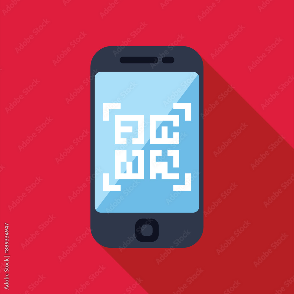 Smartphone is scanning a qr code, on a red background Smartphone is scanning a qr code, on a red background