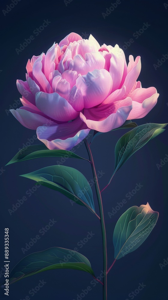 A pink peony flower on dark blue A pink peony flower on dark blue