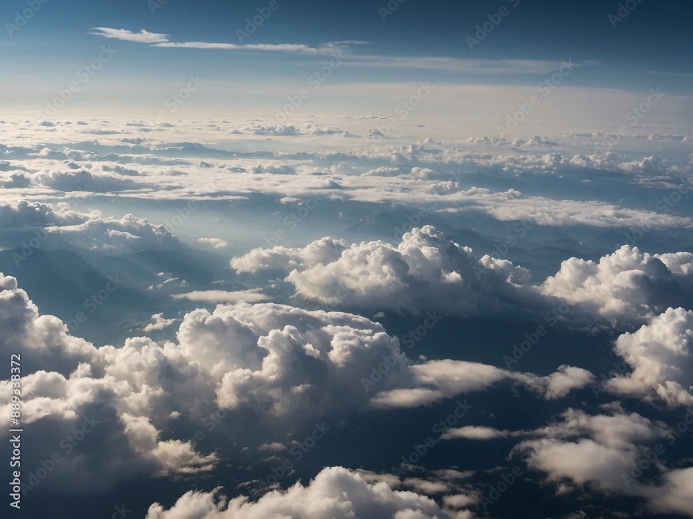 View of soft, airy white clouds for background View of soft, airy white clouds for background