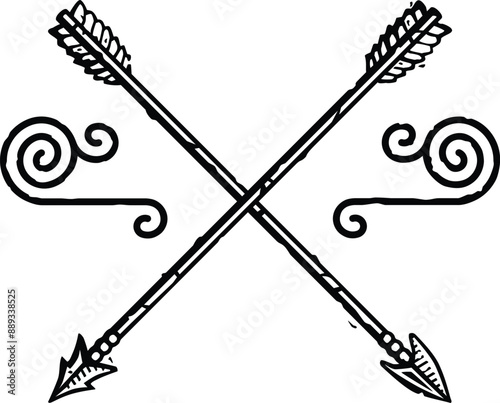 Celtic Spiral Lines and Crossed Arrows Graphic