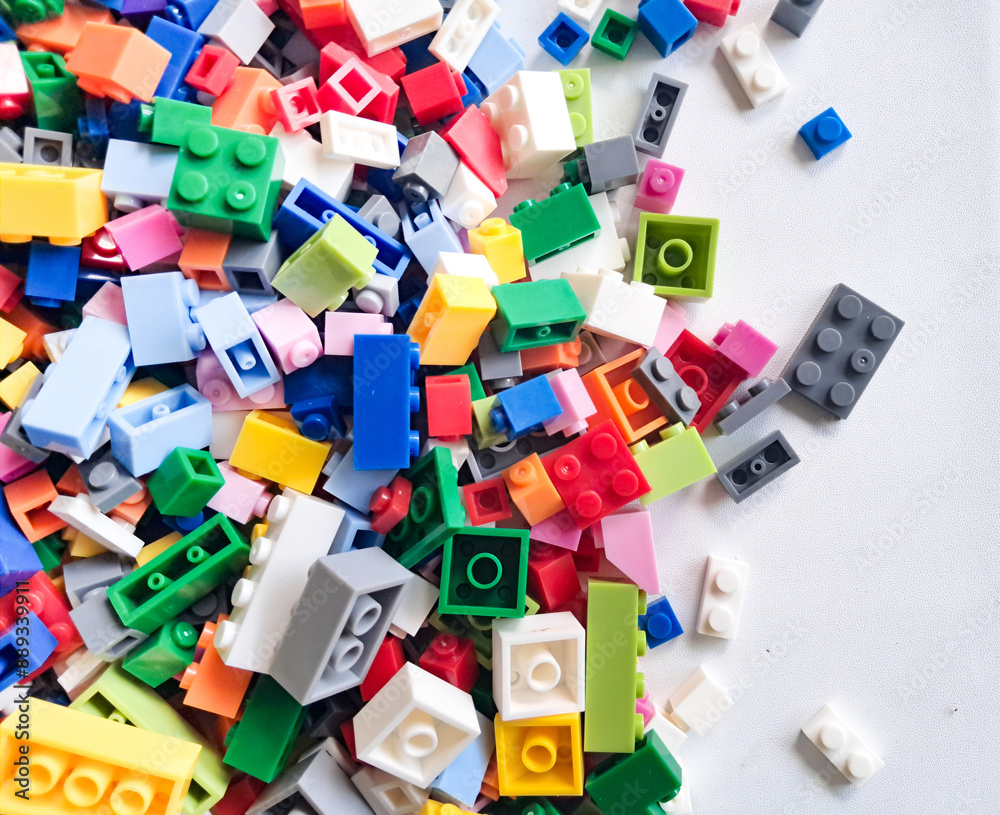 brick block toys set, on a white background brick block toys set, on a white background