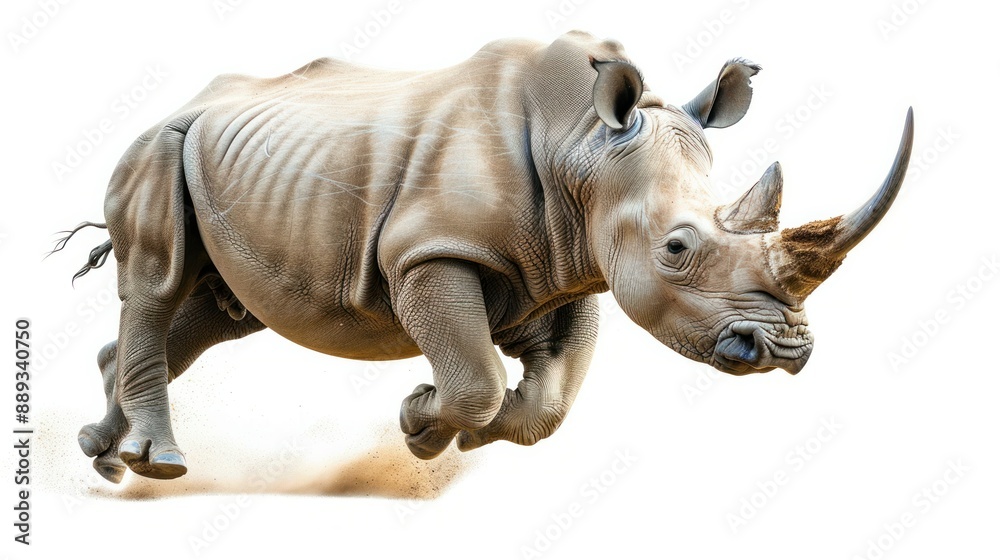 Fototapeta premium A charging rhino isolated on transparent