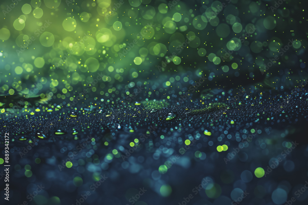 Neon chartreuse raindrops shimmering on a stormy abstract background. Neon chartreuse raindrops shimmering on a stormy abstract background.