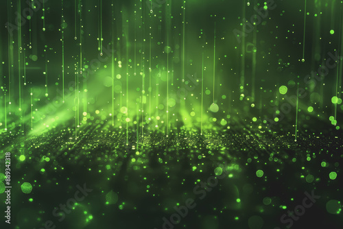 Neon chartreuse raindrops shimmering on a stormy abstract background.