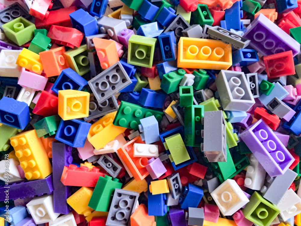 brick block toys set, on a white background brick block toys set, on a white background