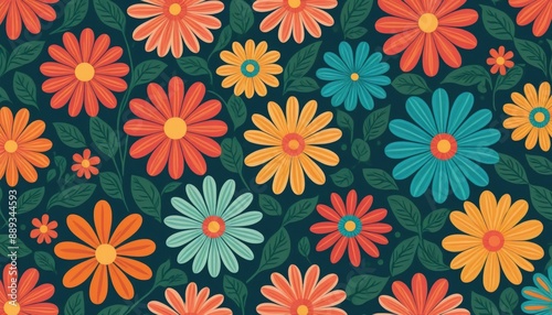 Wallpaper Mural flowers seamless pattern with flowers Torontodigital.ca