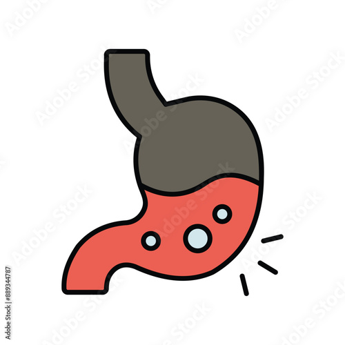 stomach color line icon with white background vector stock illustration