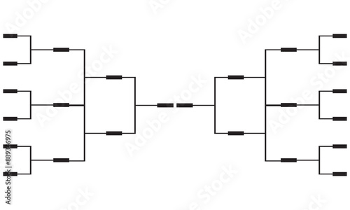 Templates of vector tournament brackets for teams. Blank bracket template. Vector illustration.  isolated on white background. EPS 10