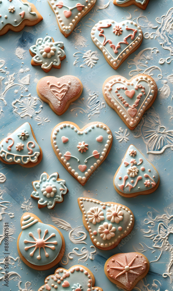 Fototapeta premium cookies and bread in an illustrator doodle graphic style