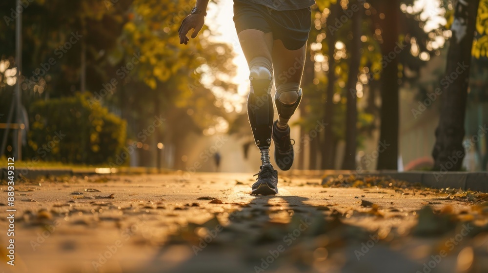 A man with prosthetic leg running, A man with prosthetic leg running,