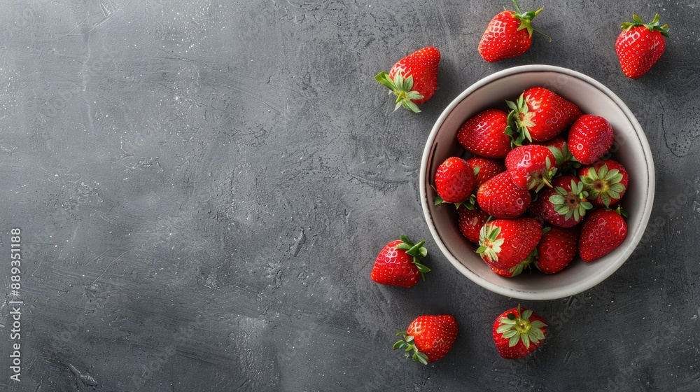 Fresh strawberries in a bowl with empty space Fresh strawberries in a bowl with empty space