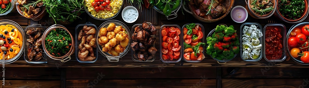 Food Table Arrangement - Top View Photo