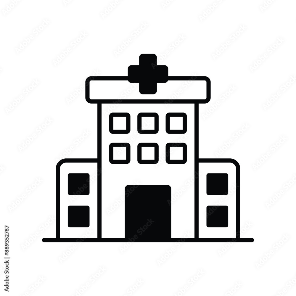 hospital glyph icon with white background vector stock illustration hospital glyph icon with white background vector stock illustration