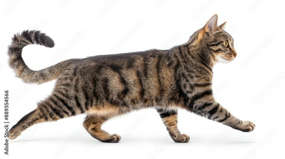 agile tabby cat running and walking side view agile tabby cat running and walking side view