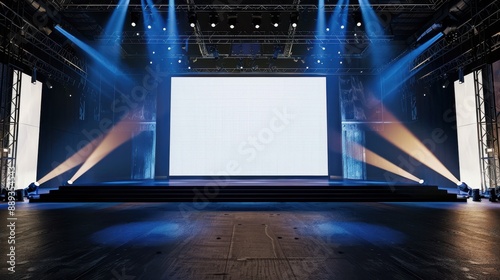 Fototapeta Naklejka Na Ścianę i Meble -  billboard frame mockup with spotlights, 3d render