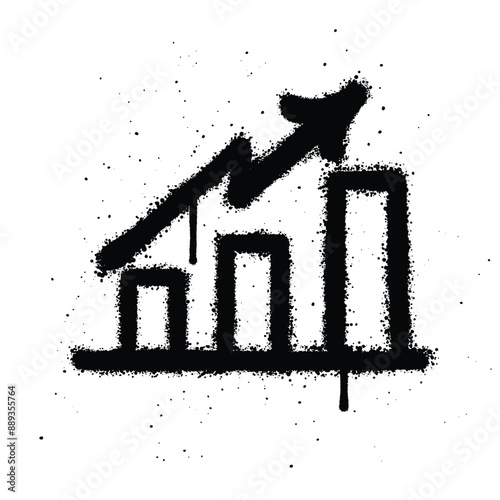 Graffiti spray bar chart isolated on white background