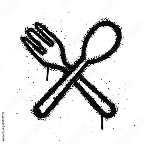 Graffiti spray fork isolated on white background