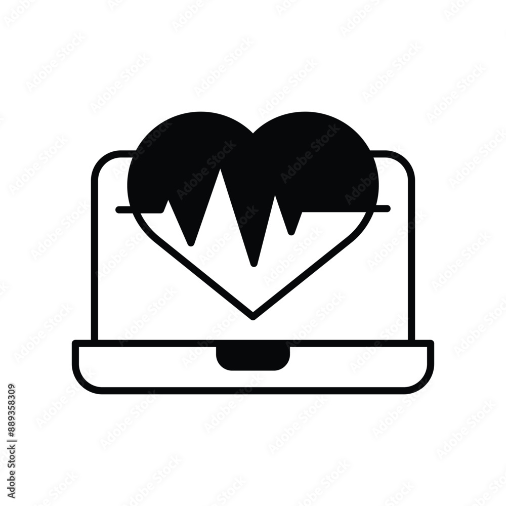 cardiogram glyph icon with white background vector stock illustration cardiogram glyph icon with white background vector stock illustration