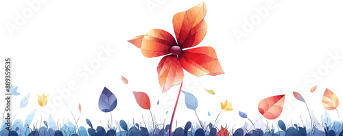 Urban street scene with bustling crowds and traffic Vector flat minimalistic isolated illustration