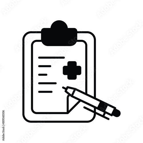 medical history glyph icon with white background vector stock illustration