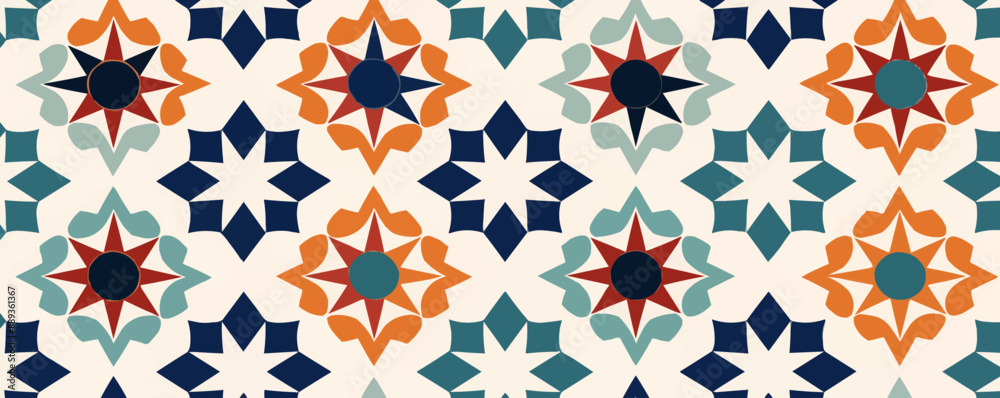 Abstract pattern inspired by Moroccan tiles, Vector flat minimalistic isolated illustration Abstract pattern inspired by Moroccan tiles, Vector flat minimalistic isolated illustration