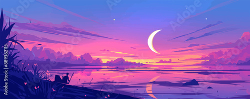 Twilight sky gradient, Vector flat minimalistic isolated illustration