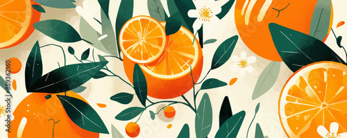 Modern cityscape at sunset with illuminated buildings Vector flat minimalistic isolated illustration