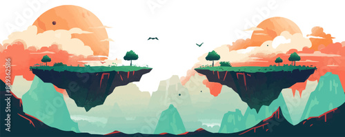 Space station orbiting a distant planet Vector flat minimalistic isolated illustration