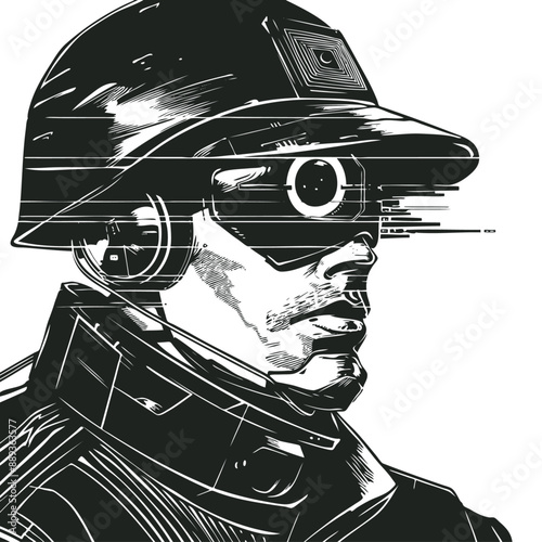 Cyberpunk policeman, vector