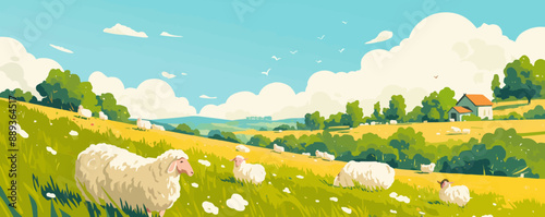 Summer Pasture Vector flat minimalistic isolated illustration