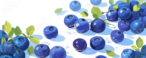 Plump blueberries scattered on a white surface. Vector flat minimalistic isolated illustration.