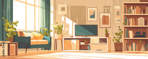 Sparse living area artwork, Vector flat minimalistic isolated illustration