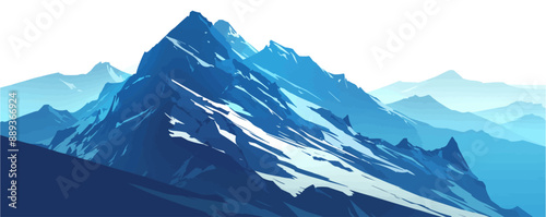 Steep mountain ridge with jagged peaks, alpine wilderness vector flat minimalistic isolated illustration