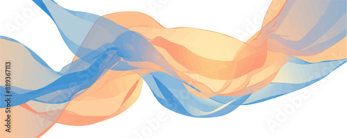 Soft flowing textile with gentle folds and shadows. Vector flat minimalistic isolated illustration.
