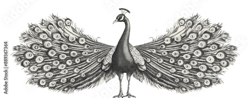 Peacock sketch, hand drawn in engraving style . vector simple illustration