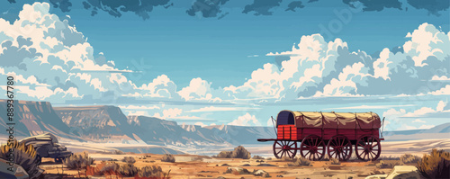 Covered wagon stagecoach retro. vector simple illustration