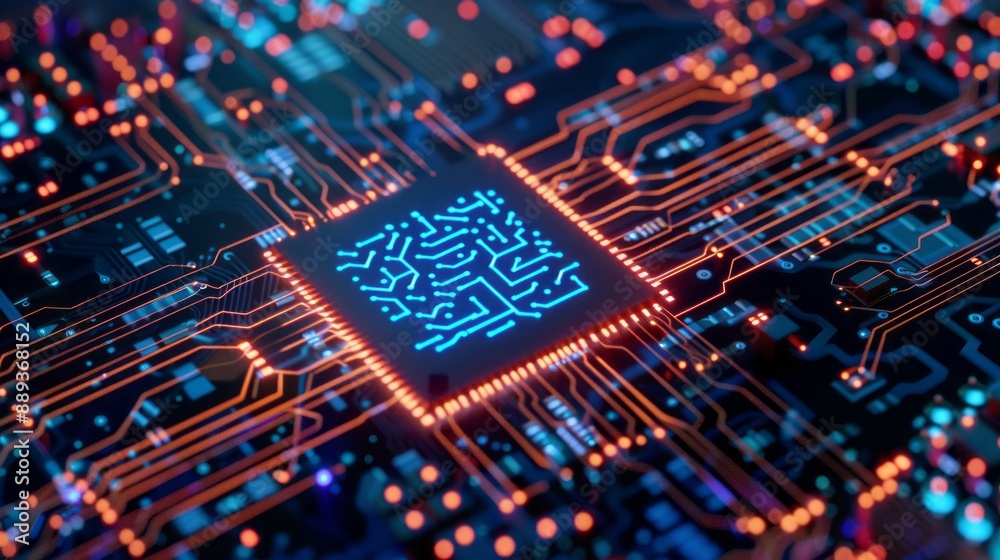 Artificial Intelligence and AI technology concept processor chip or mother board background LLMs Artificial Intelligence and AI technology concept processor chip or mother board background LLMs