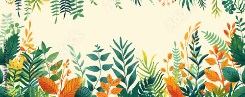 background with plants and leaves vector